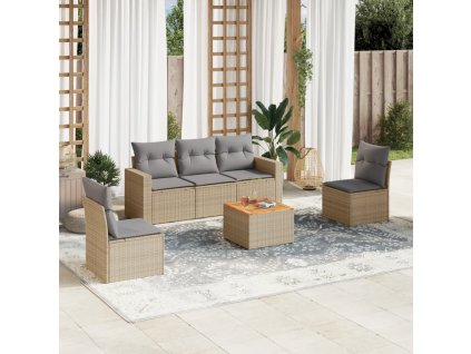 vidaXL 6-dielna záhradná súprava pohoviek s vankúšmi béžová polyratan