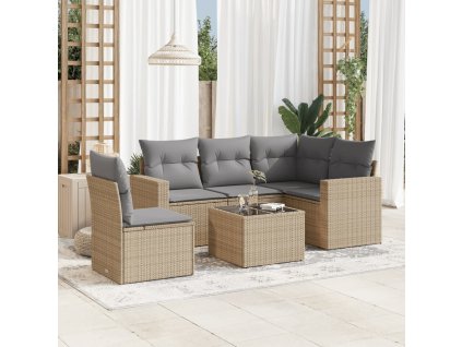 vidaXL 6-dielna záhradná súprava pohoviek s vankúšmi béžová polyratan