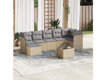 vidaXL 8-dielna záhradná súprava pohoviek s vankúšmi béžová polyratan