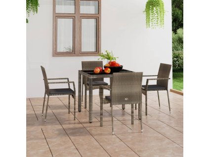 vidaXL Záhradné stoličky so sedákmi 4 ks polyratanové sivé