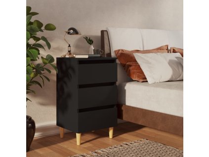 vidaXL Nočný stolík nohy z masívneho dreva čierny 40x35x69 cm