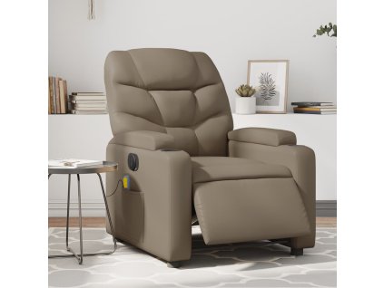 vidaXL Elektrické masážne sklápacie kreslo kapučínové umelá koža