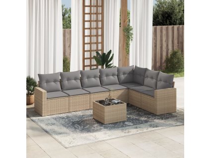 vidaXL 8-dielna záhradná súprava pohoviek s vankúšmi béžová polyratan