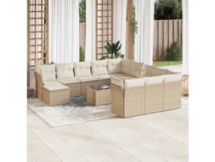 vidaXL 13-dielna záhradná súprava pohoviek s vankúšmi béžová polyratan