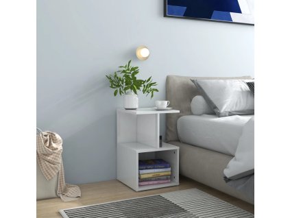 vidaXL Nočné stolíky 2 ks, lesklé biele 35x35x55 cm, kompozitné drevo