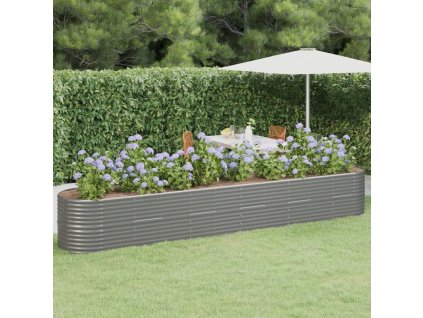 vidaXL Vyvýšený záhradný záhon práškovaná oceľ 440x80x68 cm sivý