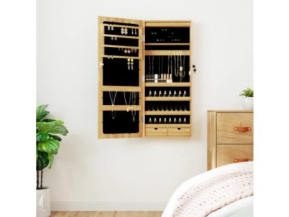 vidaXL Zrkadlová skrinka na šperky s LED svetlami nástenná