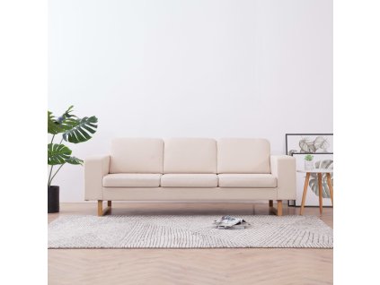 vidaXL Látková 3-miestna pohovka krémová