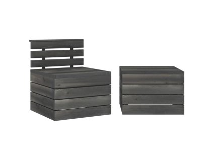 vidaXL 2-dielna záhradná sedacia súprava z paliet borovica tmavosivá