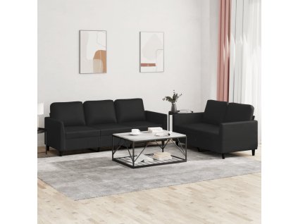 vidaXL 2-dielna sedacia súprava s vankúšmi čierna umelá koža