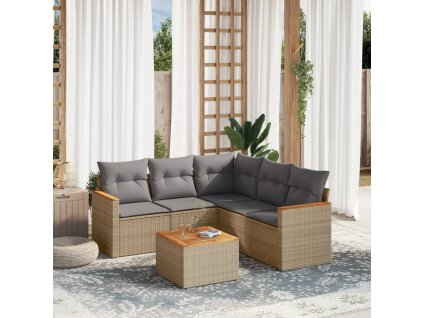 vidaXL 6-dielna záhr.sedacia súprava s vankúšmi mix béžovej polyratan