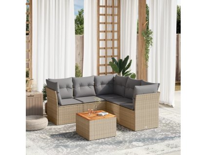 vidaXL 6-dielna záhr.sedacia súprava s vankúšmi mix béžovej polyratan