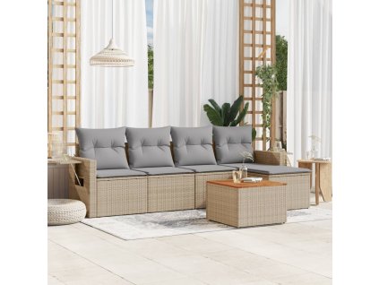 vidaXL 6-dielna záhr.sedacia súprava s vankúšmi mix béžovej polyratan