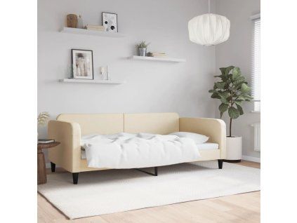 vidaXL Denná posteľ krémová 100x200 cm látka