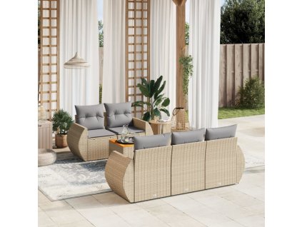 vidaXL 6-dielna záhradná súprava pohoviek s vankúšmi béžová polyratan