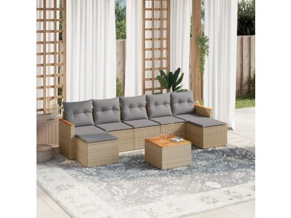 vidaXL 8-dielna záhr.sedacia súprava s vankúšmi mix béžovej polyratan