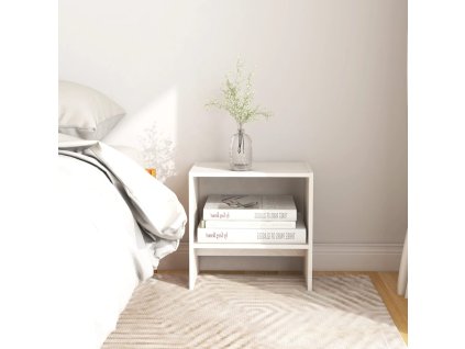 vidaXL Nočné stolíky 2 ks biele 40x30,5x40 cm borovicový masív