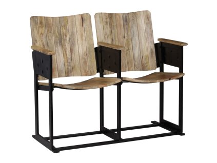 vidaXL 2-miestna lavička, mangový masív a oceľ