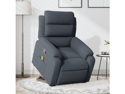 VidaXL Zdvíhacie masážne sklápacie kreslo tmavosivé zamatové