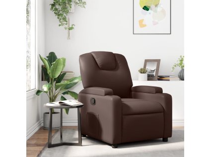 vidaXL Sklápacie kreslo, hnedé, umelá koža
