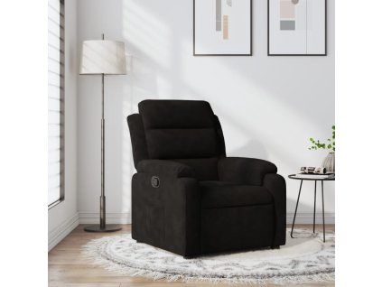 vidaXL Sklápacie kreslo, čierne, zamat