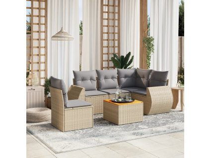 vidaXL 6-dielna záhradná súprava pohoviek s vankúšmi béžová polyratan