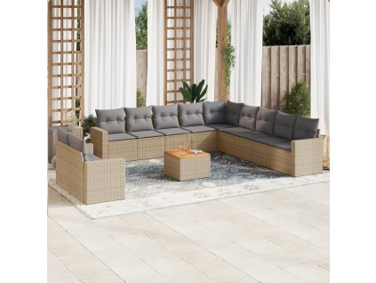 vidaXL 12-dielna záhradná sedacia súprava a vankúše béžová polyratan