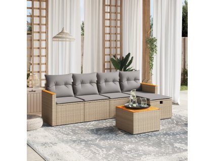 vidaXL 6-dielna záhr.sedacia súprava s vankúšmi mix béžovej polyratan