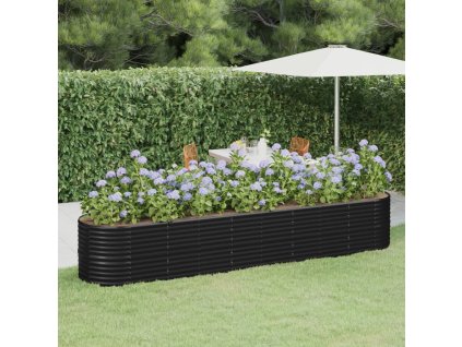 vidaXL Vyvýšený záhradný záhon práškovaná oceľ 368x80x68 cm antracit