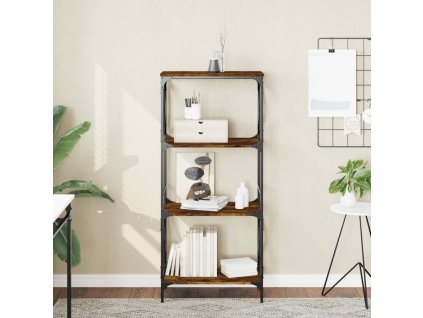 vidaXL Knižnica, 4 police, tmavý dub 59x35x132 cm, kompozitné drevo