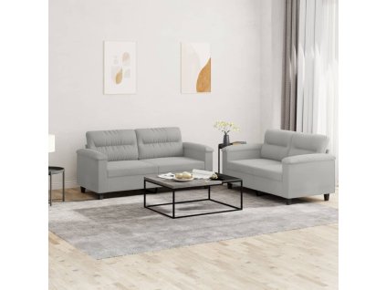 vidaXL 2-dielna sedacia súprava s vankúšmi bledosivá mikrovlákno