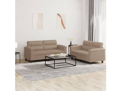 vidaXL 2-miestna pohovka s vankúšmi kapučínová umelá koža