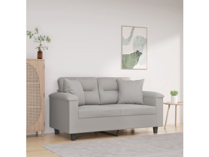 vidaXL 2-miestna pohovka s vankúšmi bledosivá 120 cm mikrovlákno