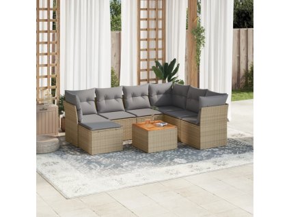 vidaXL 8-dielna záhradná súprava pohoviek s vankúšmi béžová polyratan