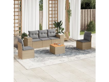 vidaXL 6-dielna záhradná súprava pohoviek s vankúšmi béžová polyratan