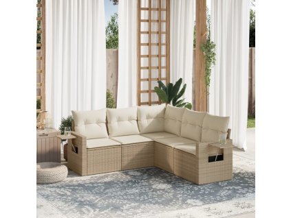 vidaXL 5-dielna záhradná súprava pohoviek s vankúšmi béžová polyratan