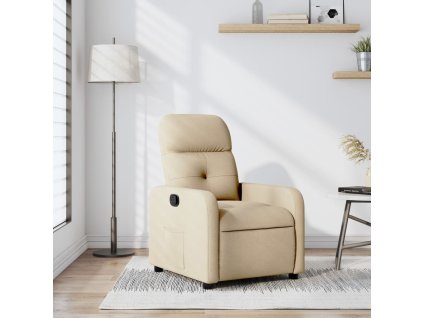 vidaXL Sklápacie kreslo krémové látkové