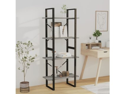 vidaXL 4-poschodová knižnica sivá sonoma 60x30x140 cm spracované drevo