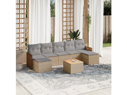 vidaXL 8-dielna záhradná súprava pohoviek s vankúšmi béžová polyratan