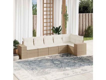 vidaXL 6-dielna záhradná súprava pohoviek s vankúšmi béžová polyratan