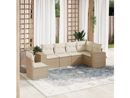 vidaXL 6-dielna záhradná súprava pohoviek s vankúšmi béžová polyratan