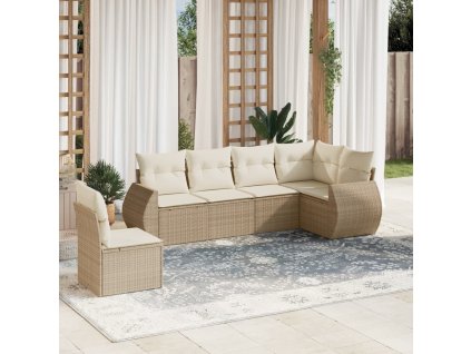 vidaXL 6-dielna záhradná súprava pohoviek s vankúšmi béžová polyratan