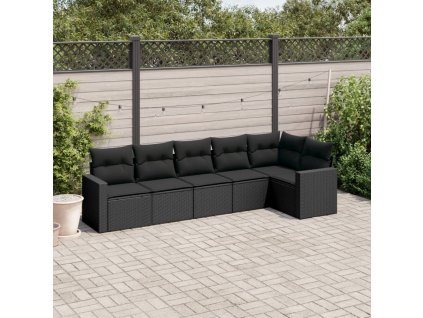 vidaXL 6-dielna záhradná súprava pohoviek s vankúšmi čierna polyratan