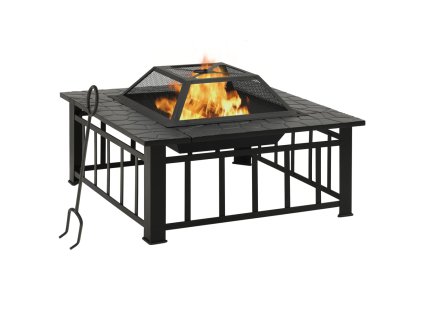vidaXL Prenosné ohnisko s kutáčom 79x79x46,5 cm XXL oceľ