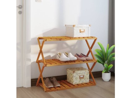 vidaXL 3-poschodová skladacia polica hnedá 70x31x63 cm akáciový masív