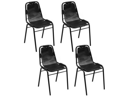 vidaXL Jedálenské stoličky 4 ks, čierne, pravá koža