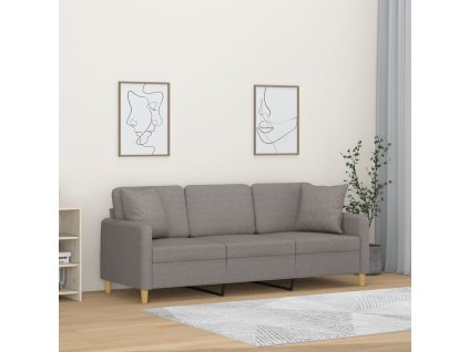 vidaXL 3-miestna pohovka s vankúšmi sivohnedá 180 cm látka