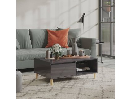 vidaXL Konferenčný stolík, lesklý sivý 90x60x35 cm, kompozitné drevo