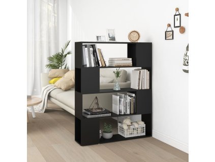 vidaXL Knižnica/deliaca stena čierna 100x24x124 cm