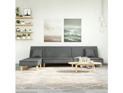 vidaXL Pohovka v tvare L tmavosivá 255x140x70 cm látka